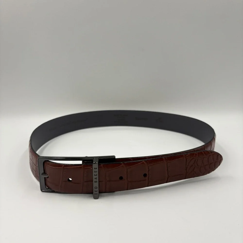 Ted Baker London Mens Alligator Embossed Leather Belt Made in Italy 30 76cm